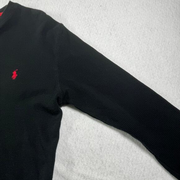 Polo Ralph Lauren Sleepwear Small Black with Red Pony Thermal Waffle Knit L/S - Picture 5 of 12